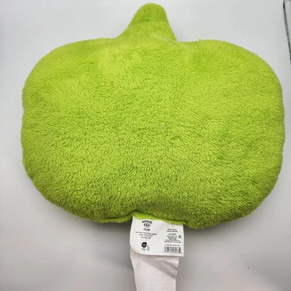 Pumpkin Shaped Pillow Green Faux Shearling Halloween Decor 14x16